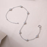 Charming Bubble Full 3mm 0.1CT D Colour Moissanite Diamonds Silver Bracelets For Women, Bezel Link Hand Bracelets - The Jewellery Supermarket