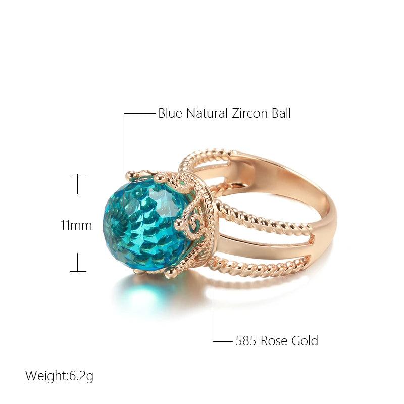 Awesome Elegant Filled 14K Rose Gold  Purple AAA Zircon Crystal Ball Crown Big Ring -  High Quality Fine Jewellery
