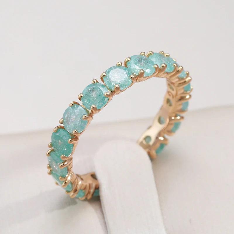 New Round Cut AAA Emerald Zircon Ring for Women Luxury 14K Rolled Rose Gold Promise Ring - Fine Jewellery