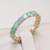 New Round Cut AAA Emerald Zircon Ring for Women Luxury 14K Rolled Rose Gold Promise Ring - Fine Jewellery