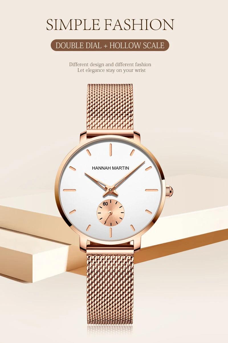 Fashionable Elegant Top Brand Women Watches Original Quartz Movement Stainless Steel Mesh Belt Women Dress Watches