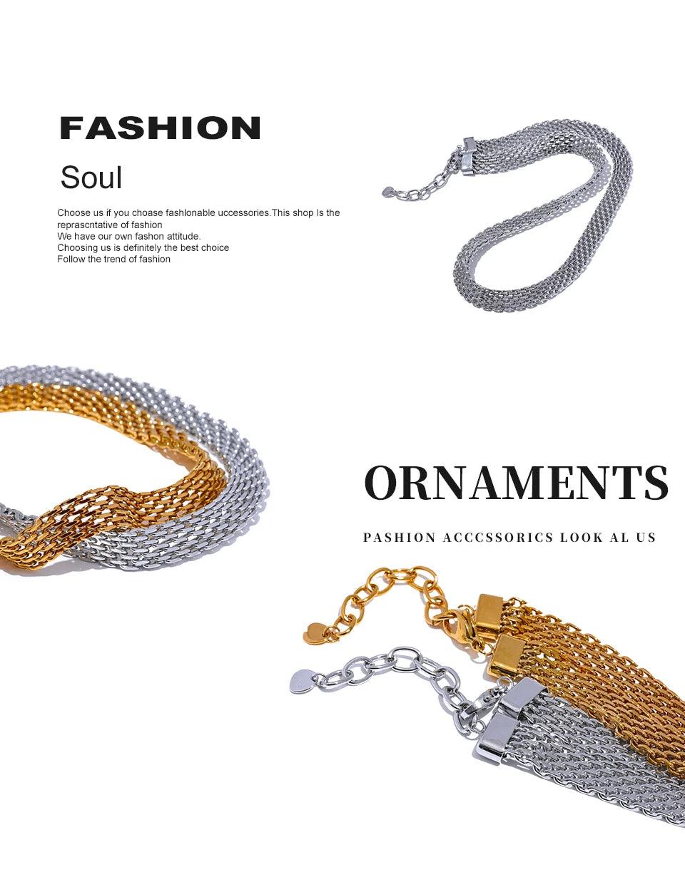 New Waterproof Stainless Steel Metal Cuban Chain Wide Neck Necklace Gold Silver Colour Trendy Statement Jewellery - The Jewellery Supermarket