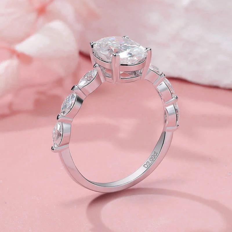 D Colour VVS1 1/2CT Oval Cut Moissanite Diamonds Rings Silver 18K Gold Plated Wedding Engagement Jewellery with GRA