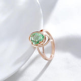 Geometric Light Green Filled 14K Rose Gold Trendy AAA Zircon Crystal Ring For Women Fashion Jewellery