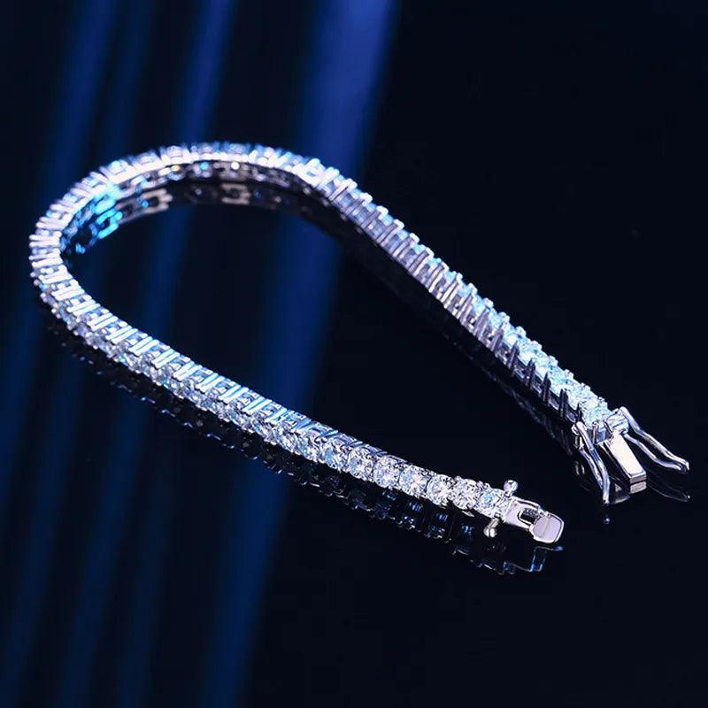 Sparkling 0.1ct 3mm D VVS1 Moissanite Diamonds Bracelet with GRA -  Sterling Silver Wedding Party Fine Jewellery - The Jewellery Supermarket