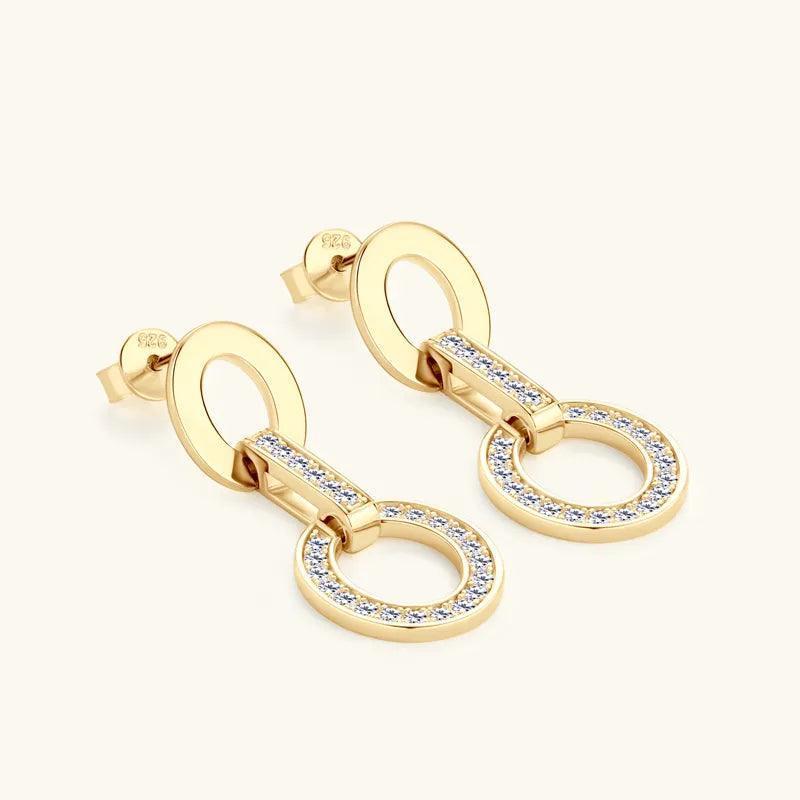 Awesome 14KGP Round D 1.5mm Moissanite Diamonds Drop Stud Earrings - Silver Link Chain Earrings Fine Jewellery - The Jewellery Supermarket