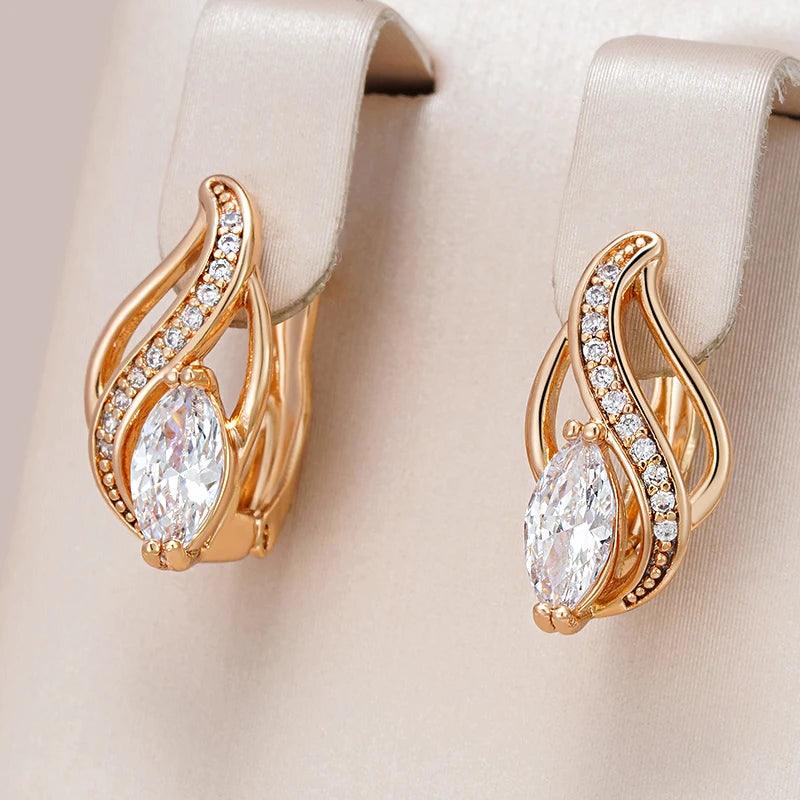 New Luxury Classic 14K Filled Rose Gold AAA Zircon Diamonds Drop Earrings - Ethnic Design Bride Jewellery