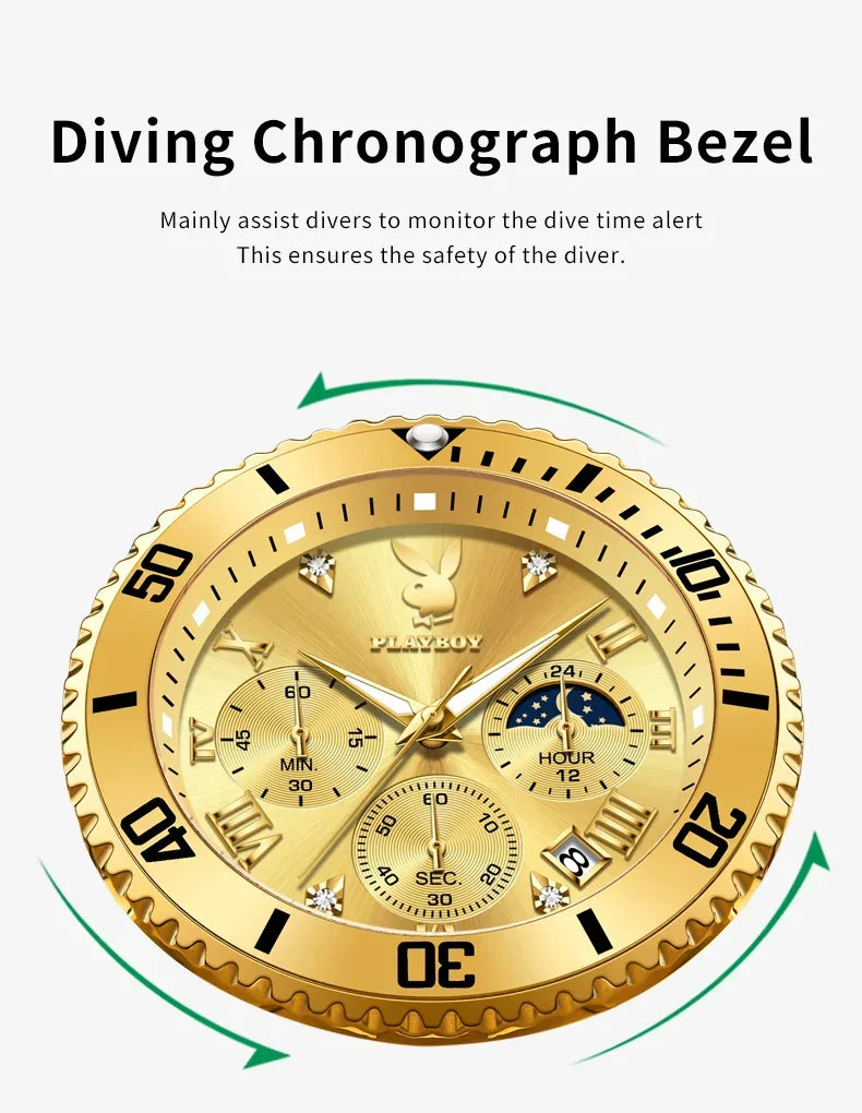 PLAYBOY High Quality Multifunction Best Selling Original Luxury Waterproof Fashion Business Quartz Wrist Watches