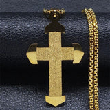 Catholic Cross Stainless Steel Jesus Christ Amulet Necklace - Gold Colour Chain Christian Necklaces Jewellery - The Jewellery Supermarket