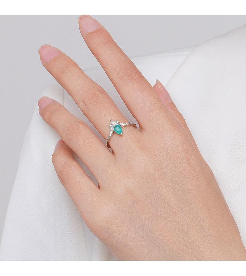 Fashion Silver Crown Paraiba Tourmaline and AAAA Simulated Diamonds Ring - Luxury Fine Jewellery - The Jewellery Supermarket