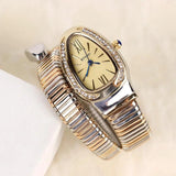 Unique Snake Shaped Design Bracelet Gold Silver Watches for Women Luxury Bangle Quartz Watches