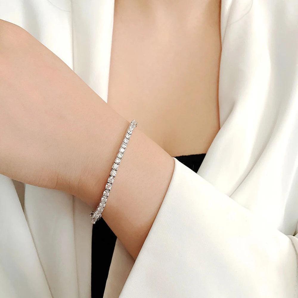 Terrific 18KGP GRA Certified VVS1 Full Moissanite Diamonds Tennis Bracelet - Silver Bracelet Fine Jewellery - The Jewellery Supermarket