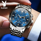PLAYBOY Fashion Luxury Multifunction Original Waterproof Stainless Steel High Quality Quartz Watch for Men