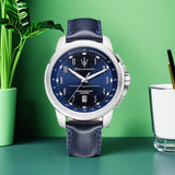 New Maserati Watch Men's Dial Simple Quartz Classic Business Blue Leather Strap Three-eye Timing waterproof  Watch
