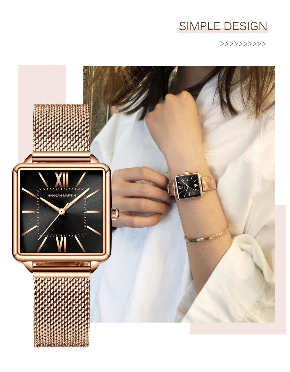 Top Brand Elegant Quartz Movement Stainless Steel Wristwatch 3ATM Waterproof Fashion Original Mesh Women Watches