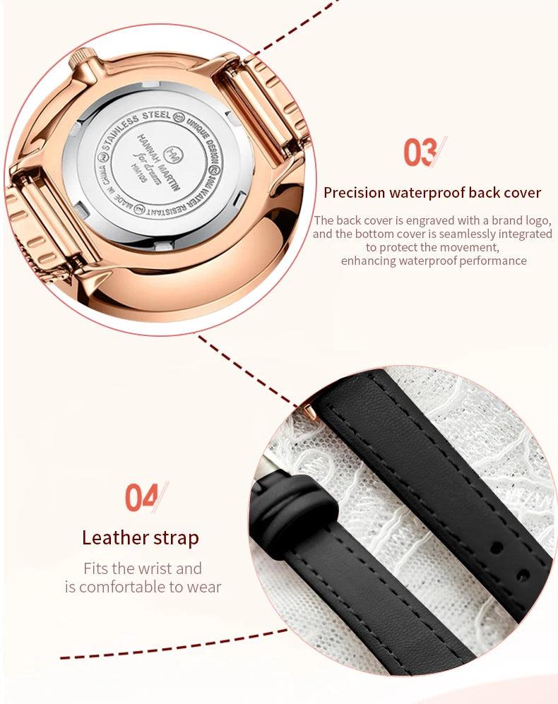 New Elegant Fashion Simplicity Womens Watches Original Quartz Movement Rose Gold Plated Watches for Women