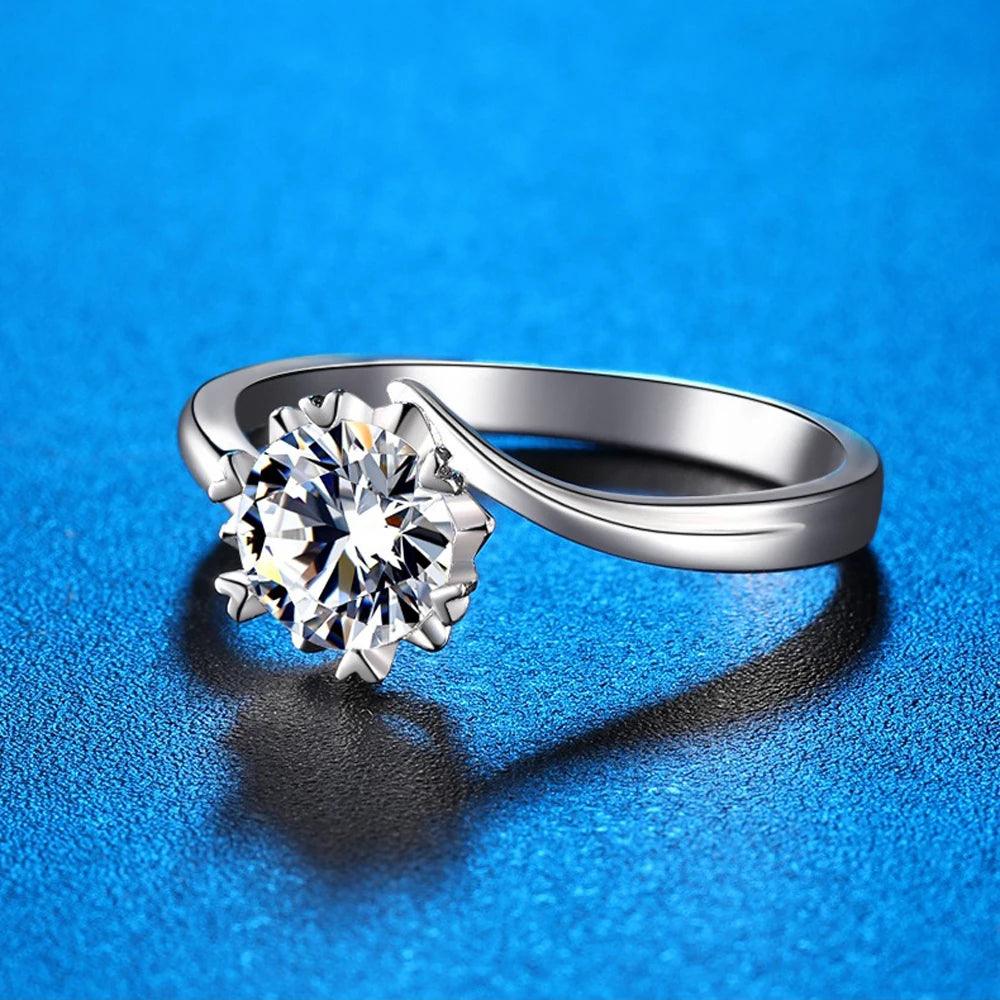Admirable 1/2CT VVS1 D Colour Moissanite Diamond Rings S925 Silver Snowflake Engagement Wedding Band Fine Jewellery
