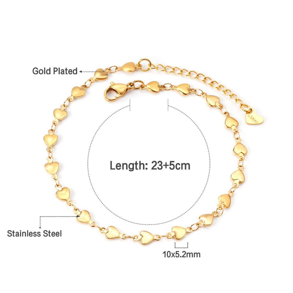 Double Layer Coin Disc Pendant Anklets - Gold Colour Stainless Steel Anti-allergic Rope Chain Jewellery - The Jewellery Supermarket