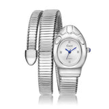 New Luxury Gold Silver Colour Snake Shaped Quartz Watches For Women - Elegant Fashionable Bracelet Wristwatches