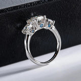 Superb 3 Stones D Colour VVS 5CT Moissanite Diamond Rings For Women Engagement Wedding Silver Certified Jewellery
