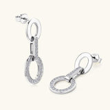 Awesome 14KGP Round D 1.5mm Moissanite Diamonds Drop Stud Earrings - Silver Link Chain Earrings Fine Jewellery - The Jewellery Supermarket