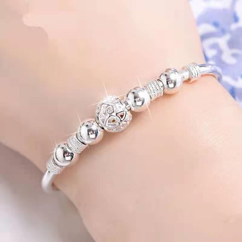 Fashion 925 Sterling Silver Lucky Beads charm Bangles For Women - Charm Bracelets Luxury Designer Jewellery - The Jewellery Supermarket