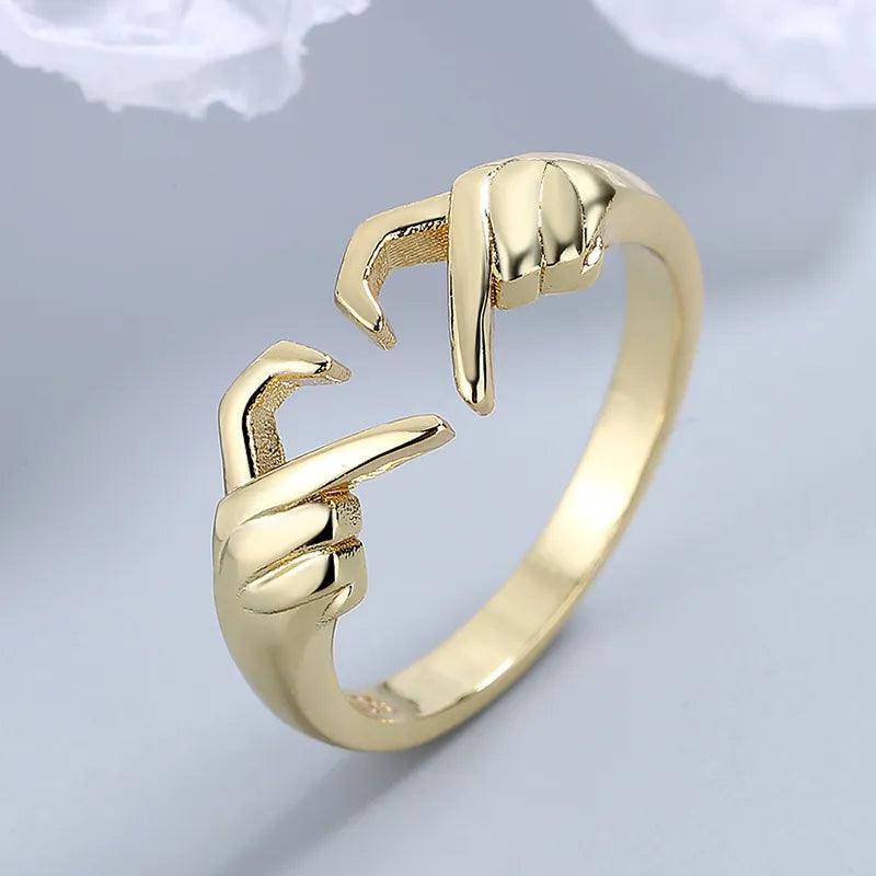 New Popular Romantic Heart Hand Hug Fashion Ring for Women and Girls -  Silver Color Punk Gesture Fashion Gift - The Jewellery Supermarket