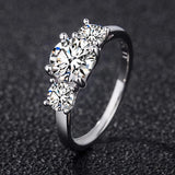 Double Halo 18KGP 3 Stone 1.0CT 6.5mm Engagement&Wedding Moissanite Diamonds Rings for Women Silver Fine Jewellery