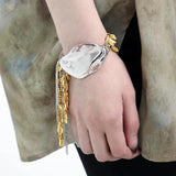 Fashion Luxury Elegant Irregular Metal Leaf Long Tassels Chain & Link Bracelets for Women - Party Jewellery