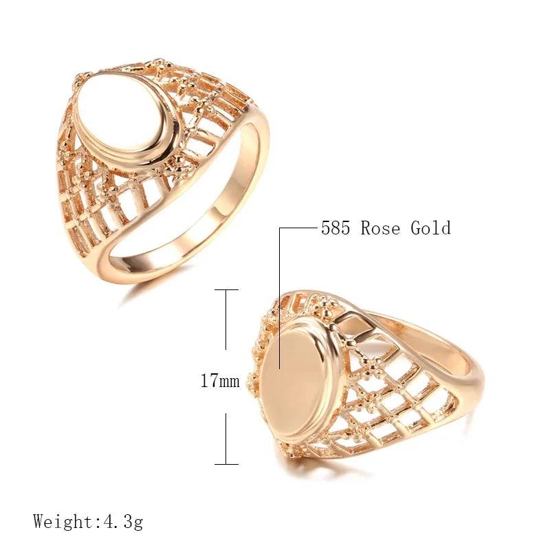 Marvelous Classic Simple Weaving Glossy 14K Filled Rose Gold Big Rings for Women  Ethnic Wedding Jewellery