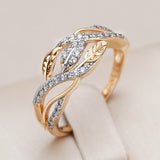 Luxury Vintage Flower Design Rolled 14K Rose Gold AAA Zircon Diamonds Ring - Fashion Daily Fine Jewellery