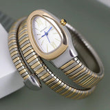 Latest Fashion Snake Design Luxury Gold Colour Stainless Steel Quartz Watches for Women Waterproof Elegant Jewellery