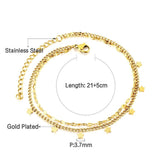 Double Layer Coin Disc Pendant Anklets - Gold Colour Stainless Steel Anti-allergic Rope Chain Jewellery - The Jewellery Supermarket