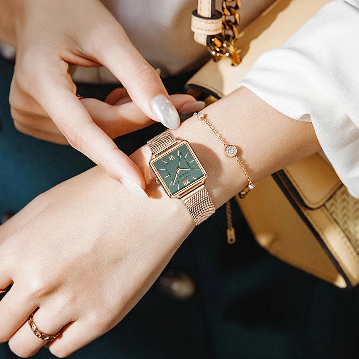 Top Brand Elegant Quartz Movement Stainless Steel Wristwatch 3ATM Waterproof Fashion Original Mesh Women Watches