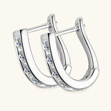Superb 14KGP 3mm D VVS1 Moissanite Diamonds U-shaped Hoops Geometric Earrings, Silver Engagement Fine Jewellery - The Jewellery Supermarket