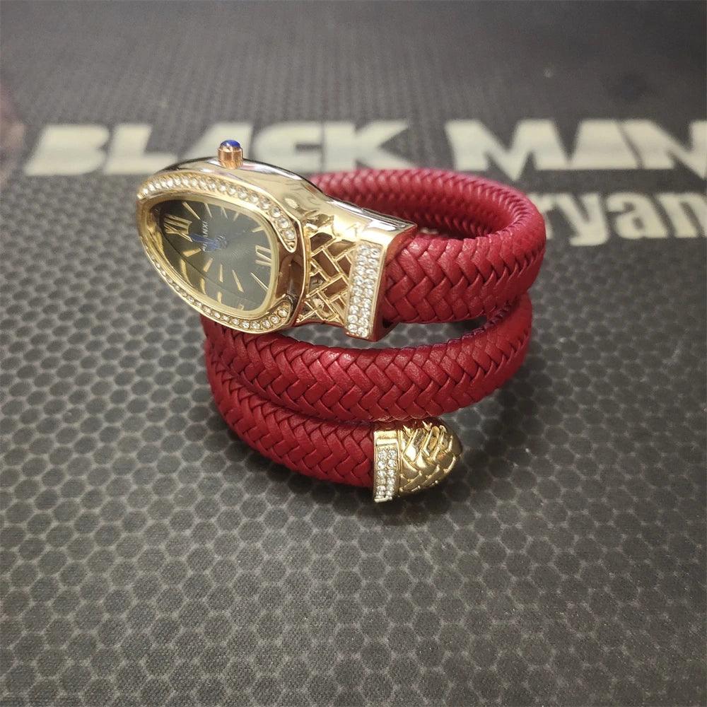 New Arrival Luxury Brand Women Snake Watches - Quartz Fashion Ladies Bracelet Wristwatch with Rhinestones