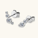 Excellent Single Row Four Bezel  D-Colour VVS1 Moissanite Diamonds Earrings For Women Silver Daily Fine Jewellery - The Jewellery Supermarket