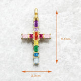 Brand New Fine Cross with Colourful Stones Gold Plated 925 Sterling Silver Pendant Jewellery Chistian Faith Gift - The Jewellery Supermarket