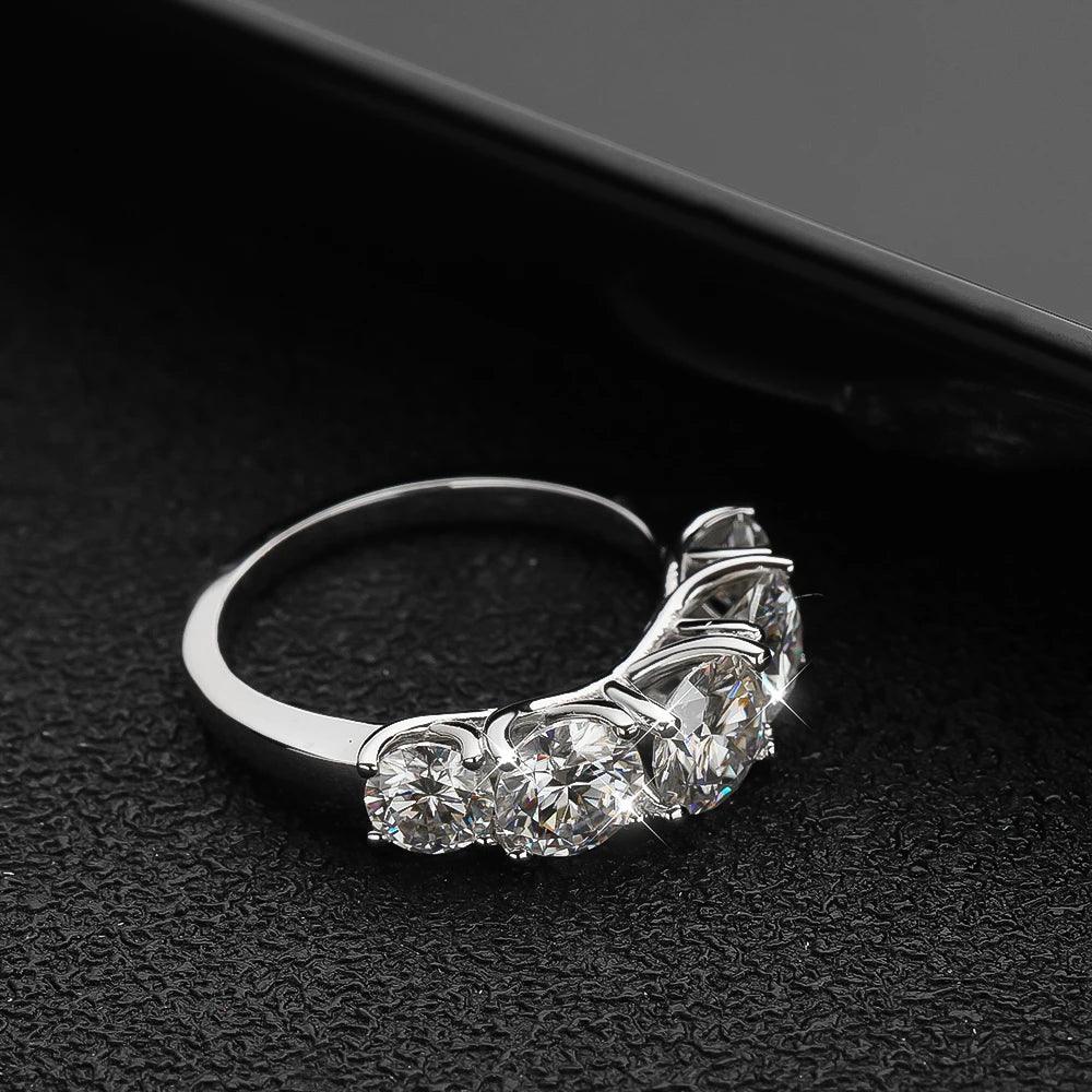 Fabulous 5 Stones 3.6cttw GRA Certified Moissanite Diamonds Eternity Rings Silver Wedding Engagement Fine Jewellery