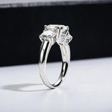 Superb 3 Stones D Colour VVS 5CT Moissanite Diamond Rings For Women Engagement Wedding Silver Certified Jewellery
