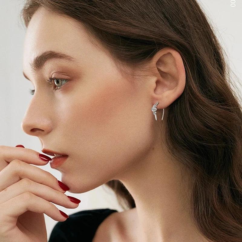 Elegant U shaped 3 Stone D Colour 0.72CT Moissanite Diamonds Hoop Earrings for Women Silver Wedding Fine Jewellery - The Jewellery Supermarket