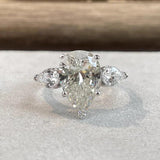 Amazing 3 Stone 18KGP  Pear Cut Water Drop 3ct Moissanite Ring S925 Silver Eternity Rings Certified Fine Jewellery