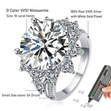 Fabulous D Colour VVS1 10 Carat Moissanite Diamond Rings, Silver Engagement Wedding Jewellery with GRA certificate
