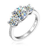 Terrific 3-stone Real 3.6CT Moissanite Diamonds Wedding Engagement Promise Rings for Women - Silver Fine Jewellery