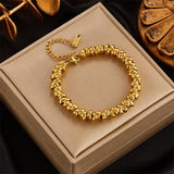 316L Stainless Steel Gold Colour Heart Butterfly Thick Bracelet For Women - High Quality Charming Jewellery - The Jewellery Supermarket