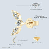 Minimalist Leaf-shape D Colour VVS1 Moissanite Diamonds Silver Earrings For Women Party Daily Fine Jewellery - The Jewellery Supermarket