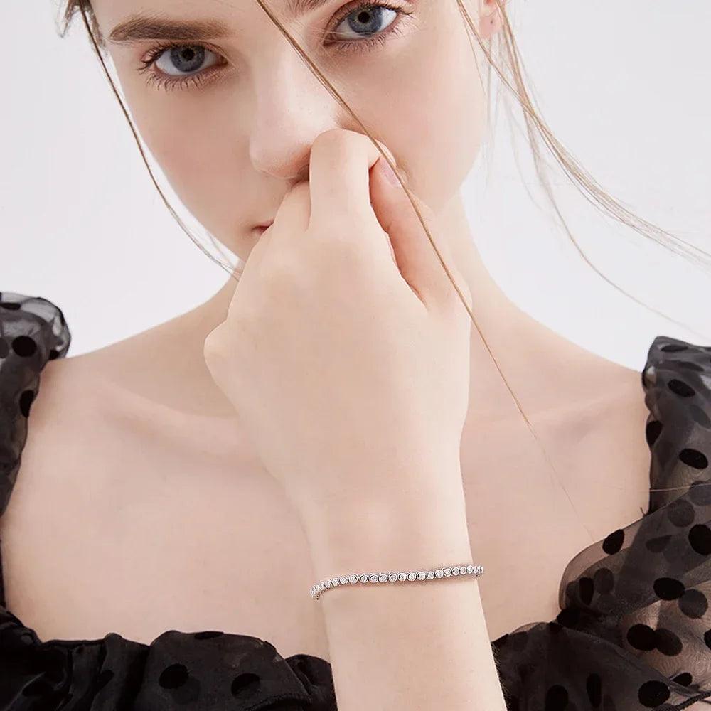 Charming 18K WGP Moissanite Diamonds Tennis Bracelets for Women Men - Silver Original Certified Bracelets - The Jewellery Supermarket
