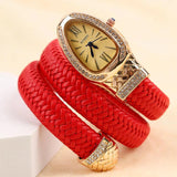 Unique Snake Shape AAA Luxury Fashion Quartz Watches Women's Zircon Diamonds Bling Gold Colour Ladies Watches