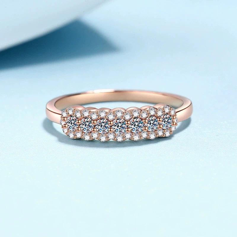 Champagne and White Colour Full Moissanite Diamonds Rings for Women 925 Sterling Silver Wedding Engagement Jewellery