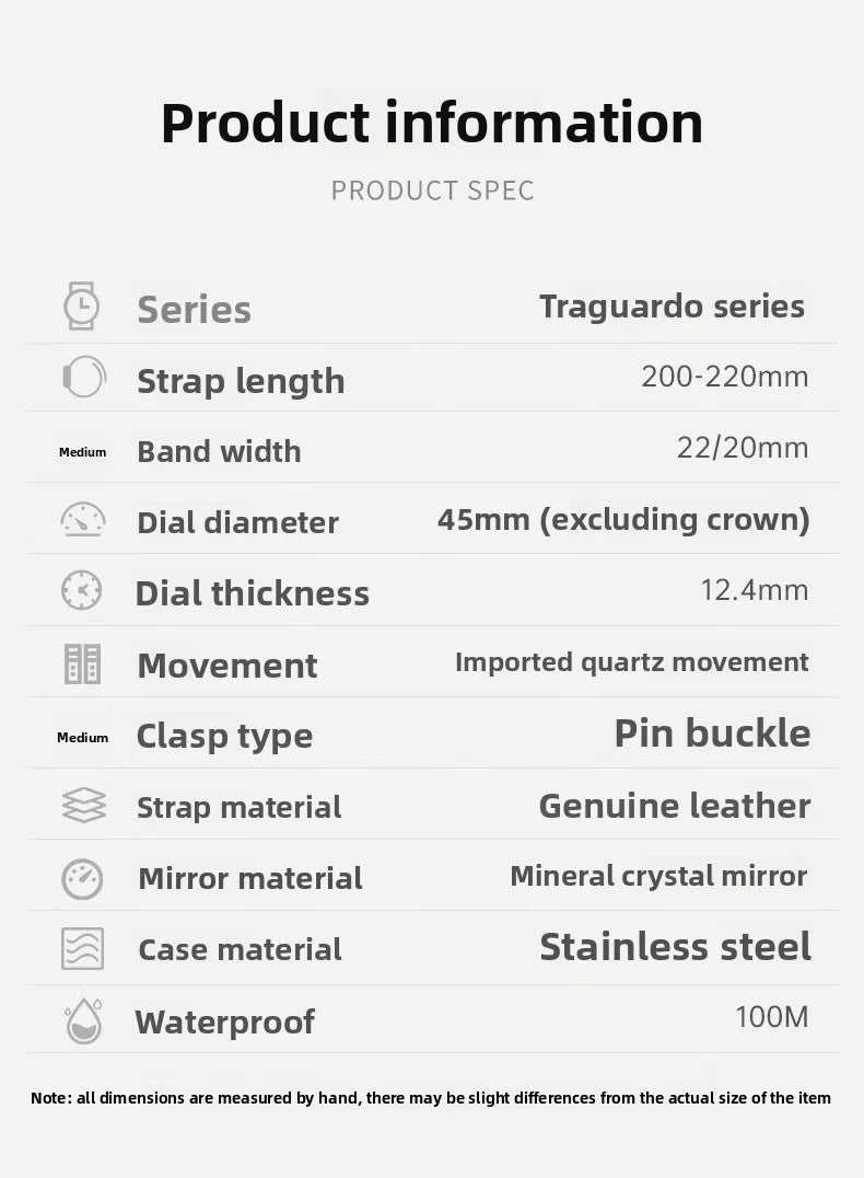 Original Maserati Men's Watch Quartz Darth Vader Waterproof Leather Strap Watches, Luxury, Precision Italian style